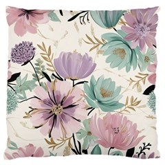 Flowers Pattern Floral Large Premium Plush Fleece Cushion Case (two Sides) by Sabxi