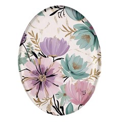 Flowers Pattern Floral Oval Glass Fridge Magnet (4 Pack) by Sabxi