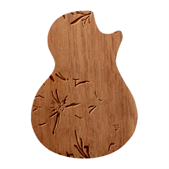 Flowers Pattern Floral Guitar Shape Wood Guitar Pick Holder Case And Picks Set by Sabxi