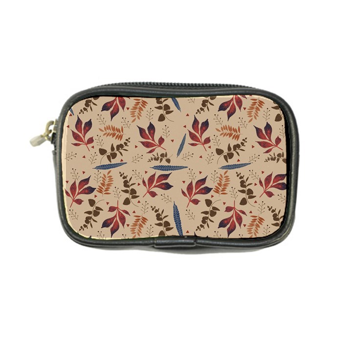 Leaves Pattern Teal Seamless Fall Coin Purse