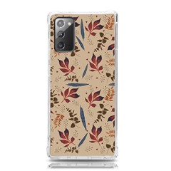 Leaves Pattern Teal Seamless Fall Samsung Galaxy Note 20 Tpu Uv Case by Sabxi