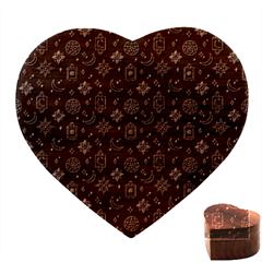 Moon Stars Pattern Heart Wood Jewelry Box by Sabxi