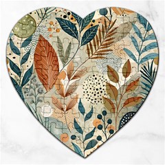 Leaves Pattern Flora Jigsaw Puzzle (heart) by Sabxi