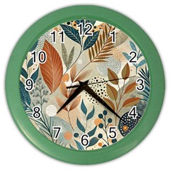 Leaves Pattern Flora Color Wall Clock by Sabxi