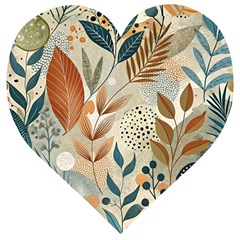 Leaves Pattern Flora Wooden Puzzle Heart by Sabxi