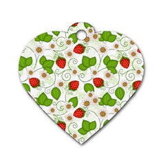 Strawberry Fruit Pattern Leaves Dog Tag Heart (two Sides) by Sabxi