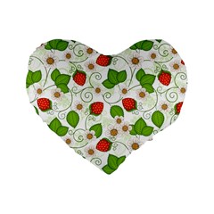 Strawberry Fruit Pattern Leaves Standard 16  Premium Heart Shape Cushions by Sabxi