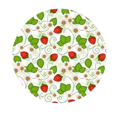 Strawberry Fruit Pattern Leaves Mini Round Pill Box by Sabxi