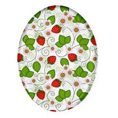 Strawberry Fruit Pattern Leaves Oval Glass Fridge Magnet (4 Pack) by Sabxi