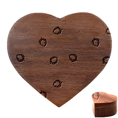 Strawberry Fruit Pattern Leaves Heart Wood Jewelry Box by Sabxi