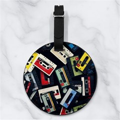 Abstract Case Nappa Leather Luggage Tag Round by kyorashop23