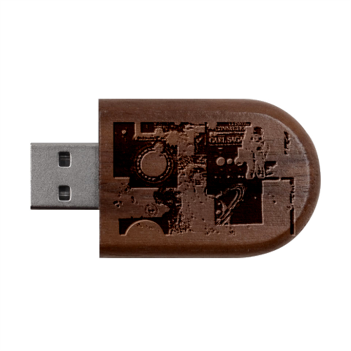 Aesthetic , Aesthetic, Dark Wood Oval USB Flash Drive