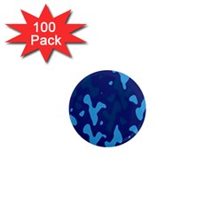 Blue Camouflage Pattern 1  Mini Magnets (100 Pack)  by kyorashop23