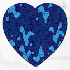 Blue Camouflage Pattern Jigsaw Puzzle (heart) by kyorashop23