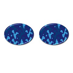 Blue Camouflage Pattern Cufflinks (oval) by kyorashop23