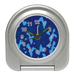 Blue Camouflage Pattern Travel Alarm Clock by kyorashop23