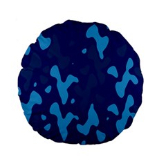 Blue Camouflage Pattern Standard 15  Premium Flano Round Cushions by kyorashop23