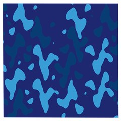 Blue Camouflage Pattern Wooden Puzzle Square by kyorashop23