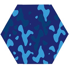 Blue Camouflage Pattern Wooden Puzzle Hexagon by kyorashop23