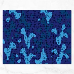 Blue Camouflage Pattern Rectangular Jigsaw Puzzl by kyorashop23