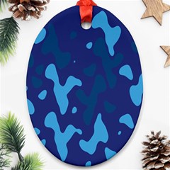 Blue Camouflage Pattern Oval Ornament (two Sides) by kyorashop23