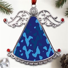 Blue Camouflage Pattern Metal Angel With Crystal Ornament by kyorashop23