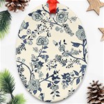 Blue Vintage Background Oval Ornament (Two Sides) Back