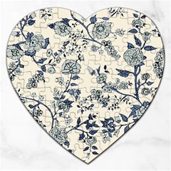 Blue Vintage Background Jigsaw Puzzle (heart) by kyorashop23