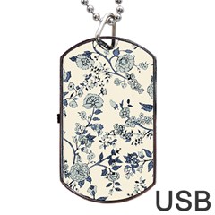 Blue Vintage Background Dog Tag Usb Flash (one Side) by kyorashop23