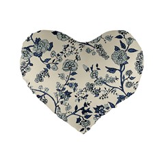 Blue Vintage Background Standard 16  Premium Flano Heart Shape Cushions by kyorashop23