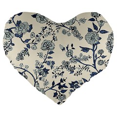 Blue Vintage Background Large 19  Premium Flano Heart Shape Cushions by kyorashop23