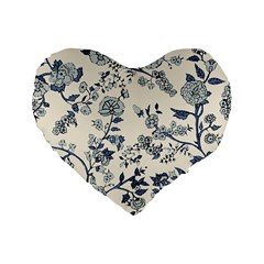 Blue Vintage Background Standard 16  Premium Heart Shape Cushions by kyorashop23