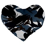 Blue Winter Camouflage, Military Camouflage Large 19  Premium Flano Heart Shape Cushions Front