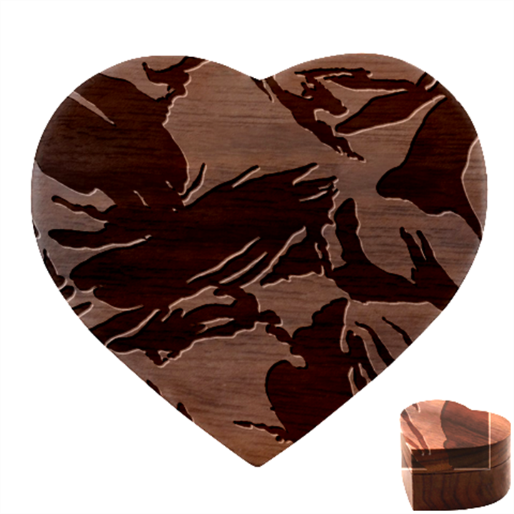 Blue Winter Camouflage, Military Camouflage Heart Wood Jewelry Box