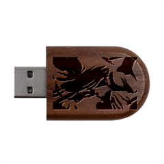 Blue Winter Camouflage, Military Camouflage Wood Oval Usb Flash Drive by kyorashop23