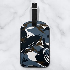 Blue Winter Camouflage, Military Camouflage Nappa Leather Luggage Tag Rectangle by kyorashop23