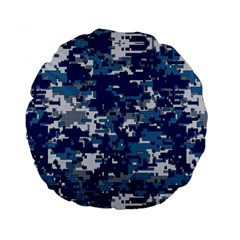 Blue, Camouflage, Cool, Navy, New, Pattern Standard 15  Premium Round Cushions by kyorashop23