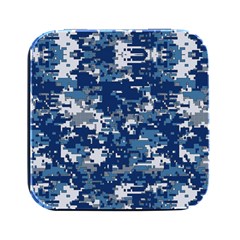 Blue, Camouflage, Cool, Navy, New, Pattern Square Metal Box (black) by kyorashop23