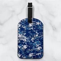 Blue, Camouflage, Cool, Navy, New, Pattern Nappa Leather Luggage Tag Rectangle by kyorashop23