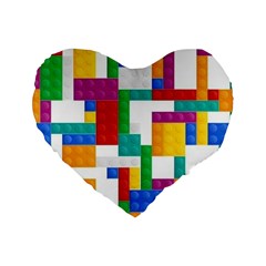 Colorful Bricks, Bricks, Colorful Standard 16  Premium Heart Shape Cushions by kyorashop23