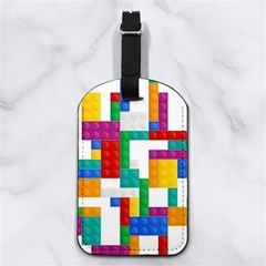 Colorful Bricks, Bricks, Colorful Nappa Leather Luggage Tag Rectangle by kyorashop23