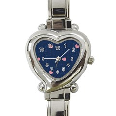 Corazones, Blue, Pattern Heart Italian Charm Watch by kyorashop23