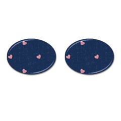 Corazones, Blue, Pattern Cufflinks (oval) by kyorashop23