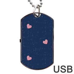 Corazones, Blue, Pattern Dog Tag Usb Flash (two Sides) by kyorashop23