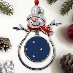 Corazones, Blue, Pattern Metal Snowman Ornament by kyorashop23