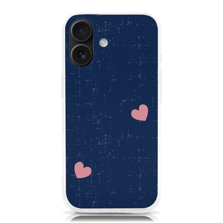 Corazones, Blue, Pattern iPhone 16 TPU UV Print Case