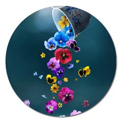 Falling Flowers, Art, Coffee Cup Magnet 5  (round) by kyorashop23