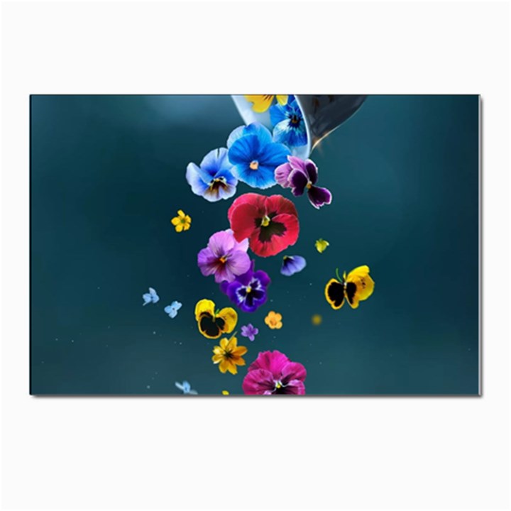 Falling Flowers, Art, Coffee Cup Postcards 5  x 7  (Pkg of 10)