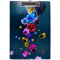 Falling Flowers, Art, Coffee Cup A4 Acrylic Clipboard by kyorashop23