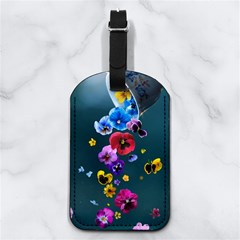 Falling Flowers, Art, Coffee Cup Nappa Leather Luggage Tag Rectangle by kyorashop23